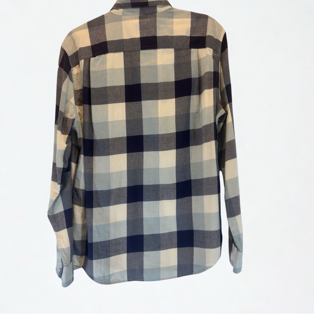 American Eagle Outfitters Navy and Cream Plaid Shirt - Picture 2 of 5